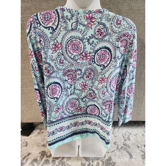 Talbots Women's Boho Floral 3/4 Sleeve V-Neck Top Pima Cotton/Modal Size Medium - Picture 3 of 7